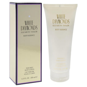 Elizabeth Taylor White Diamonds body lotion pump image suggests easy, controlled application.