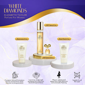 Elizabeth Taylor White Diamonds body lotion for smooth skin and subtle scent.