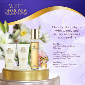 Elizabeth Taylor White Diamonds body wash delivering lush lather and clean fragrance.