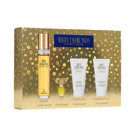 Elizabeth Taylor White Diamonds gift set bottle spray close-up for elegant gifting.