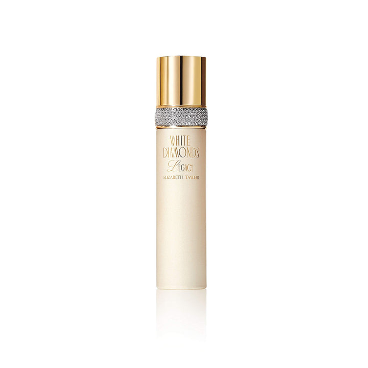 Elizabeth Taylor White Diamonds Legacy bottle front with pearlescent shimmer for evening glamour.