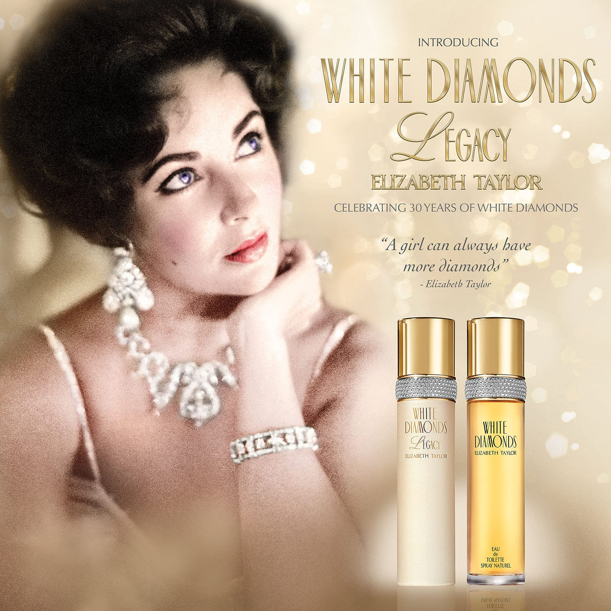 Elizabeth Taylor White Diamonds Legacy top notes pink pepper for vibrant opening.