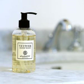 Elizabeth W Vetiver Hand Wash bottle cap close-up shows natural packaging
