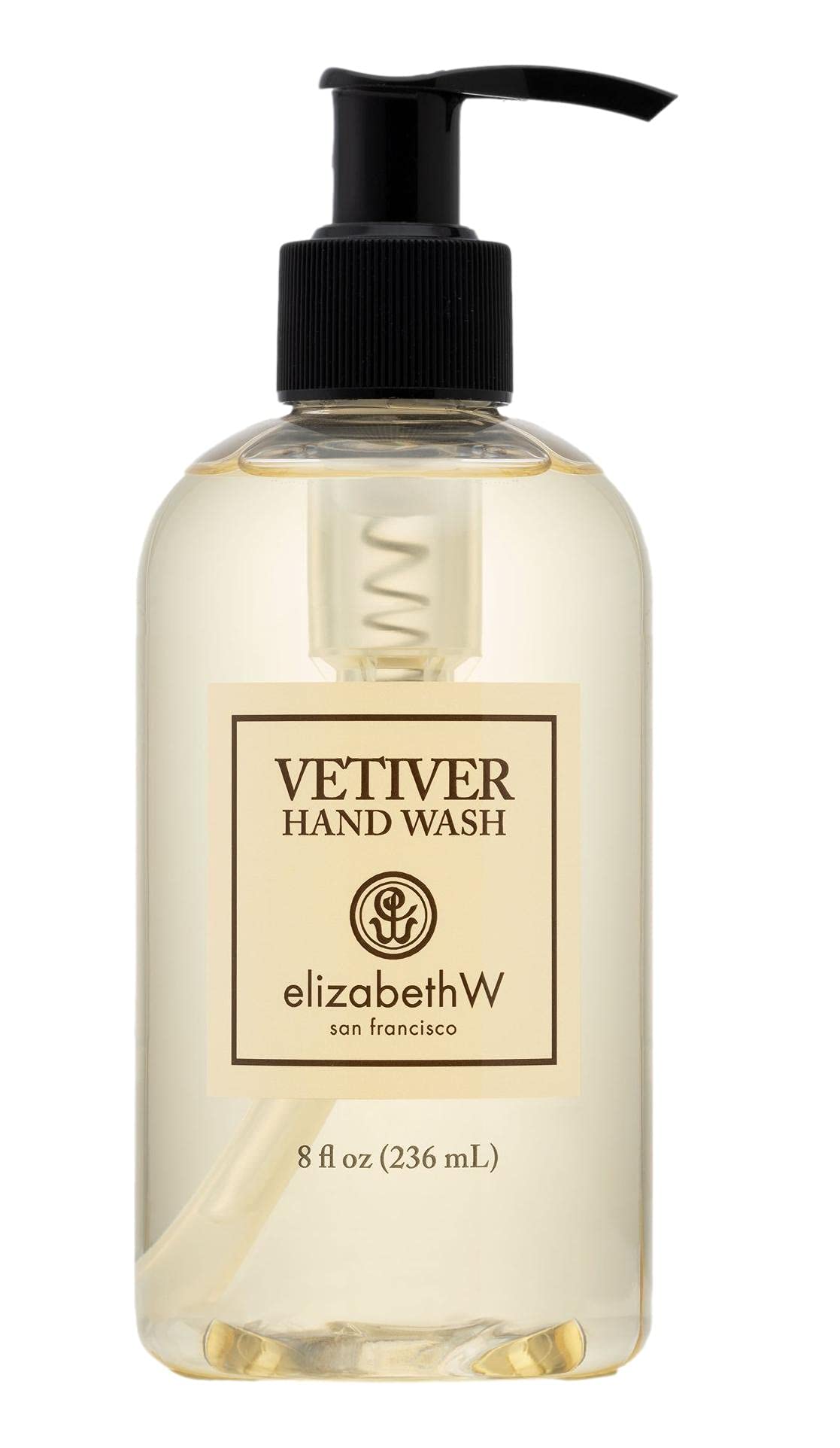 Elizabeth W Vetiver Hand Wash bottle front view highlighting earthy aroma