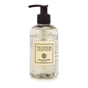 Elizabeth W Vetiver Hand Wash ingredients close-up featuring passion fruit and rice bran