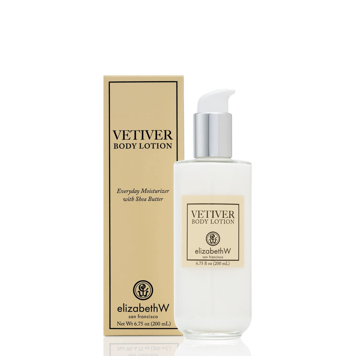 Elizabeth W Vetiver Body Lotion bottle delivers lasting hydration for daily skin care