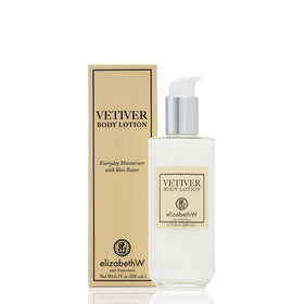 Elizabeth W Vetiver Body Lotion bottle delivers lasting hydration for daily skin care