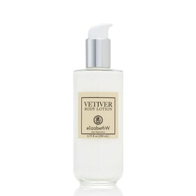 Elizabeth W Vetiver Body Lotion close-up texture highlighting milky, quick-absorbing moisturizing feel