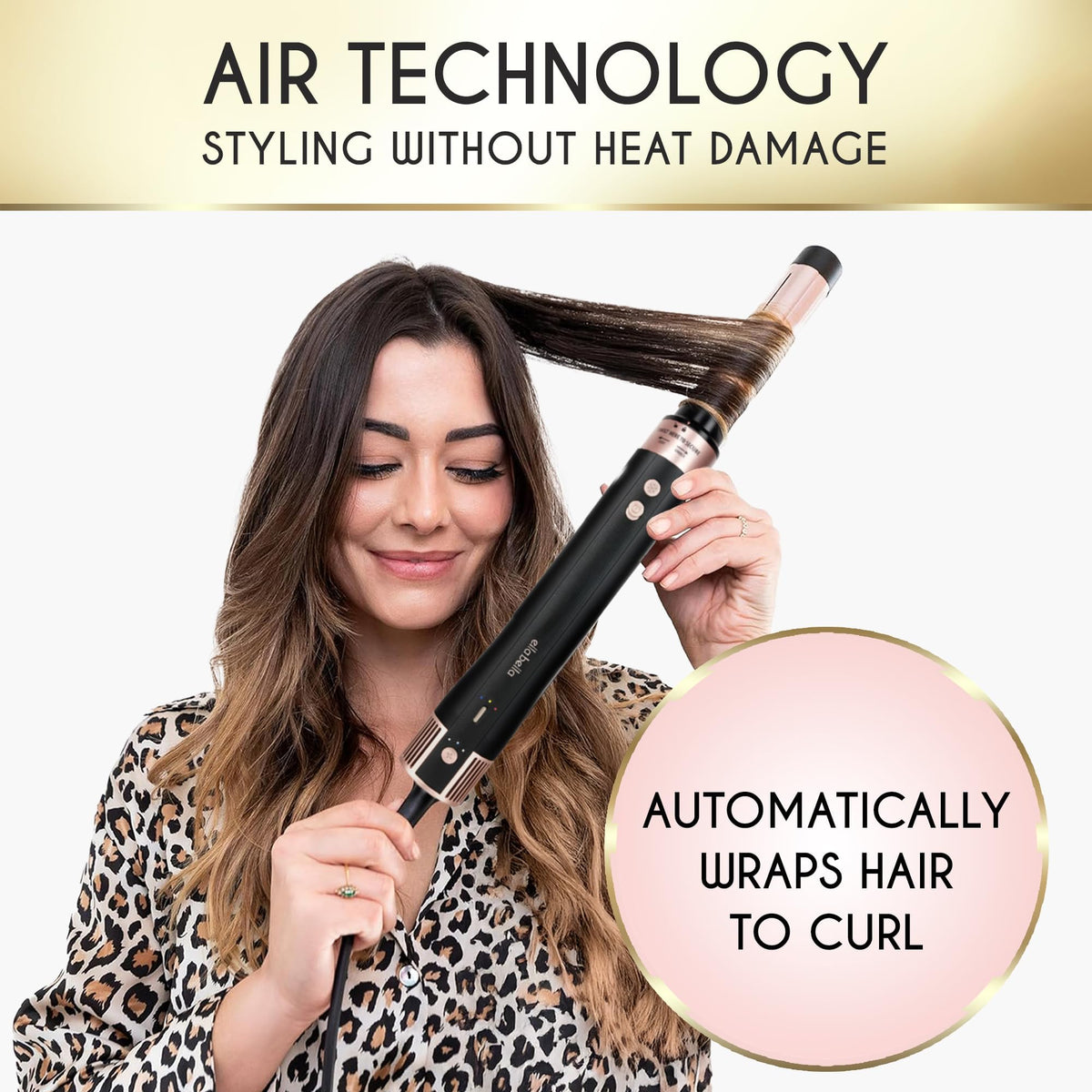 ELLA BELLA 6-in-1 quiet operation with noise reduction design during styling.