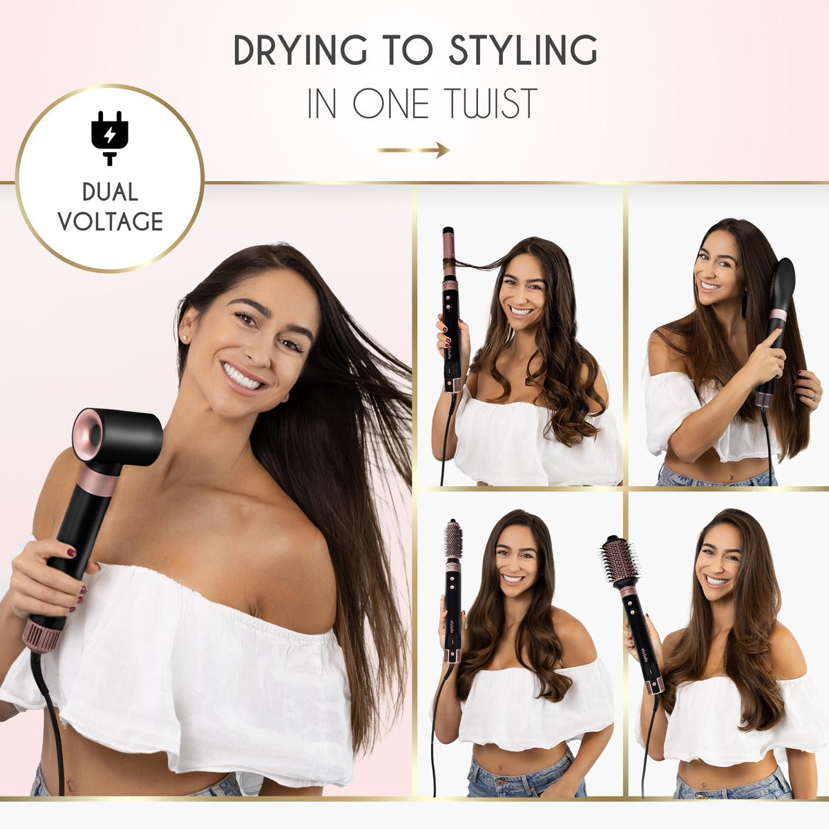 ELLA BELLA 6-in-1 straightener attachment delivers sleek straight styles.