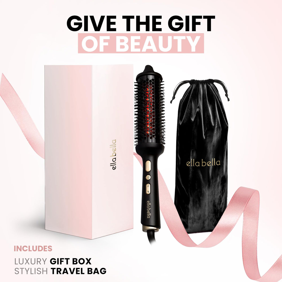 ELLA BELLA aloe-enriched bristles glide through hair with less snagging.