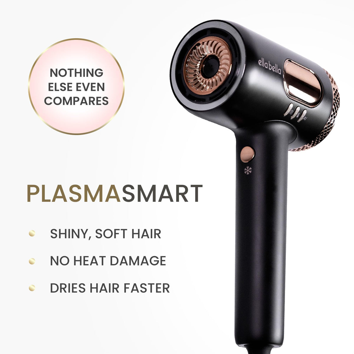 ELLA BELLA high-power dryer delivering fast drying while protecting hair health