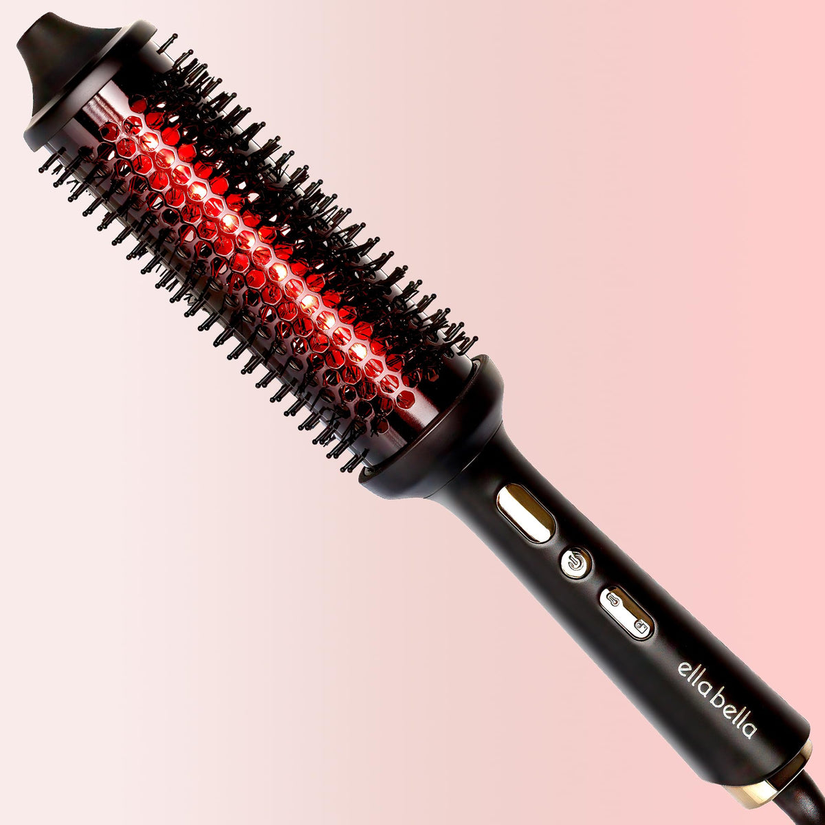 ELLA BELLA heated round brush for fast volumizing styling with infrared warmth.