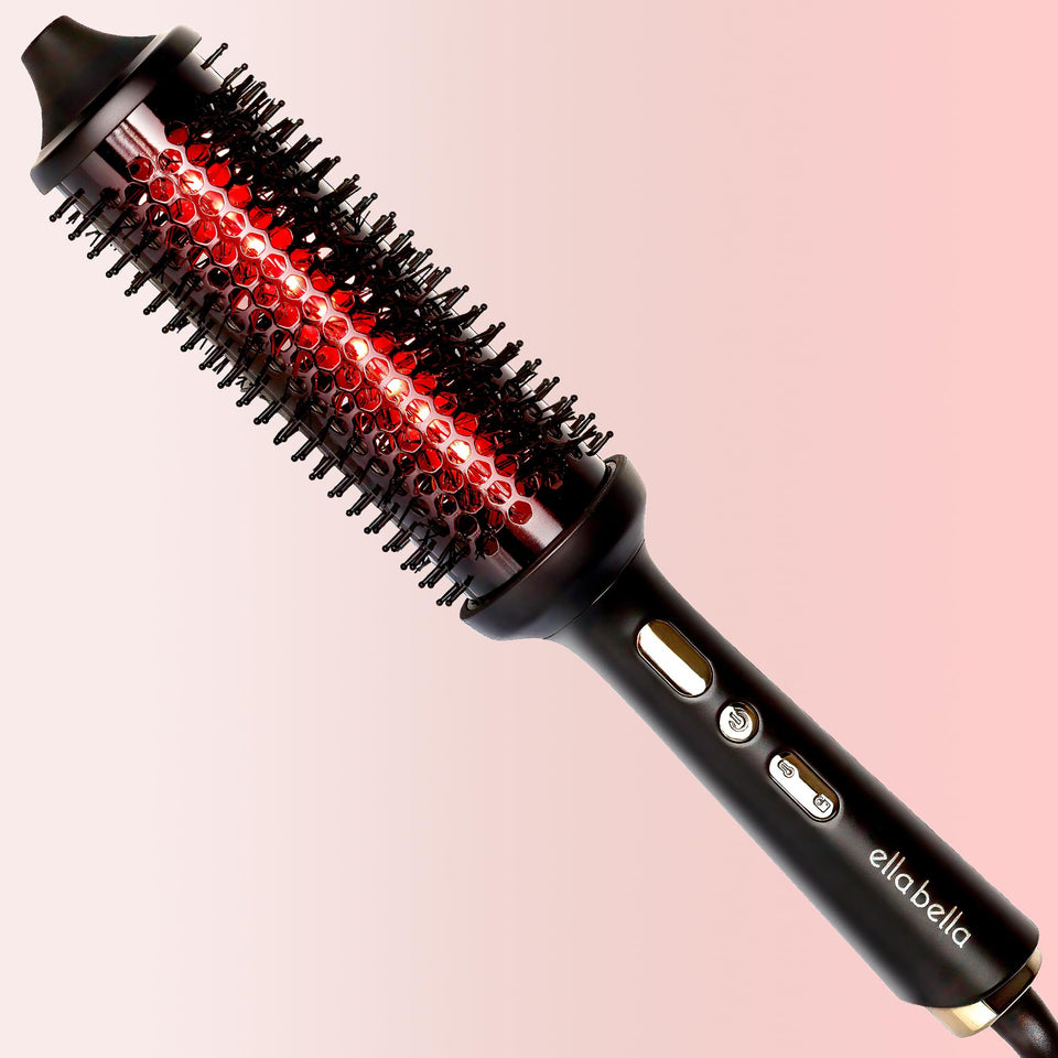 ELLA BELLA heated round brush for fast volumizing styling with infrared warmth.
