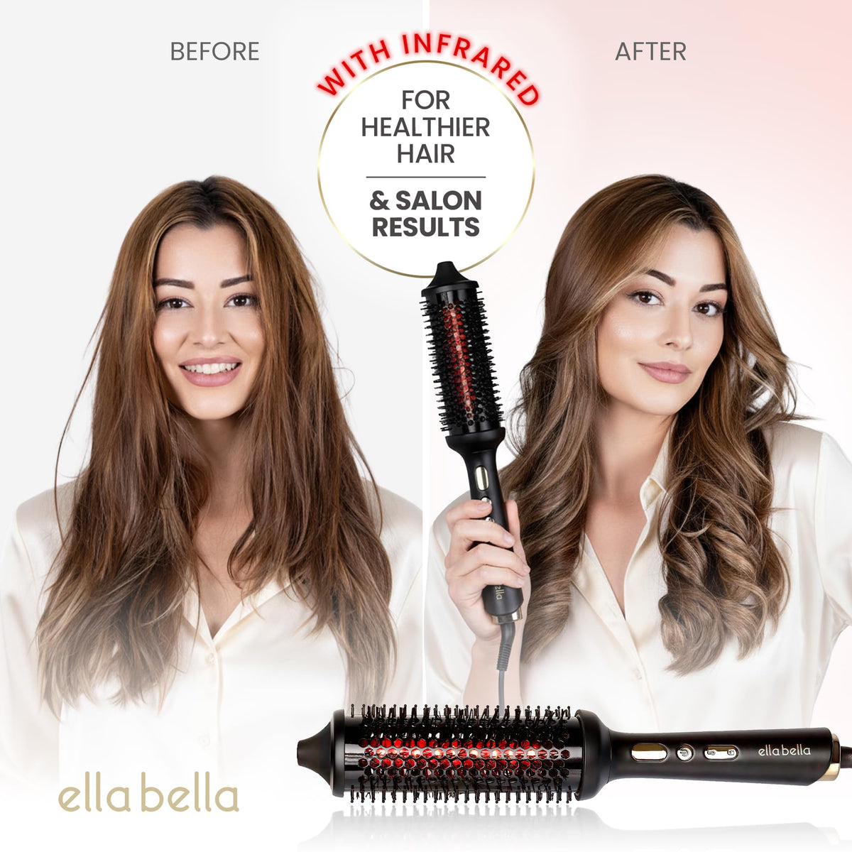 ELLA BELLA infrared technology highlights inner heat for smooth styling.