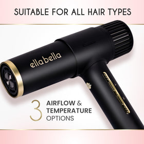 ELLA BELLA ionic hair dryer diffuser enhances natural curls and waves with balanced airflow.