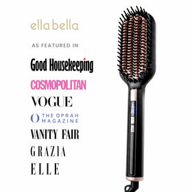ELLA BELLA ionic-technology graphic highlights frizz reduction benefits