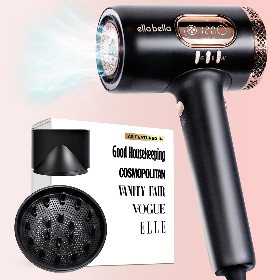 ELLA BELLA professional plasma dryer with diffuser for frizz reduction and smooth shine