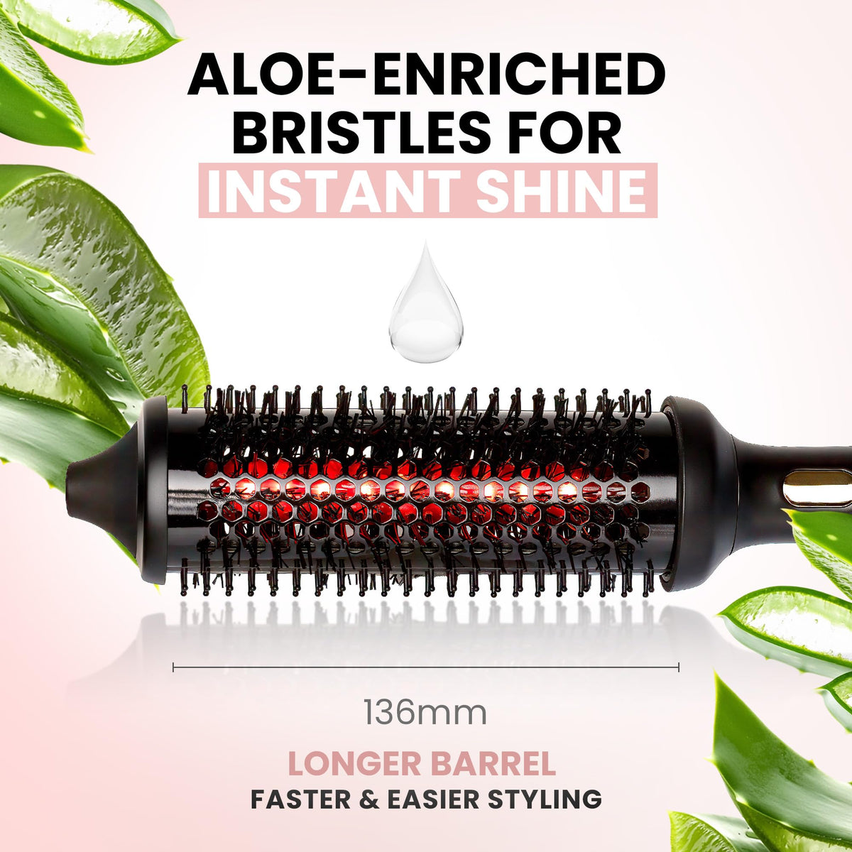 ELLA BELLA ceramic barrel with PTC plates delivers quick, consistent heat.