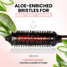 ELLA BELLA ceramic barrel with PTC plates delivers quick, consistent heat.