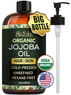 Ella & Eden 16 oz jojoba oil bottle ready for all-over hydration