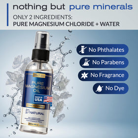 Label highlights USA-made production for Ella & Eden magnesium oil 8 oz bottle.
