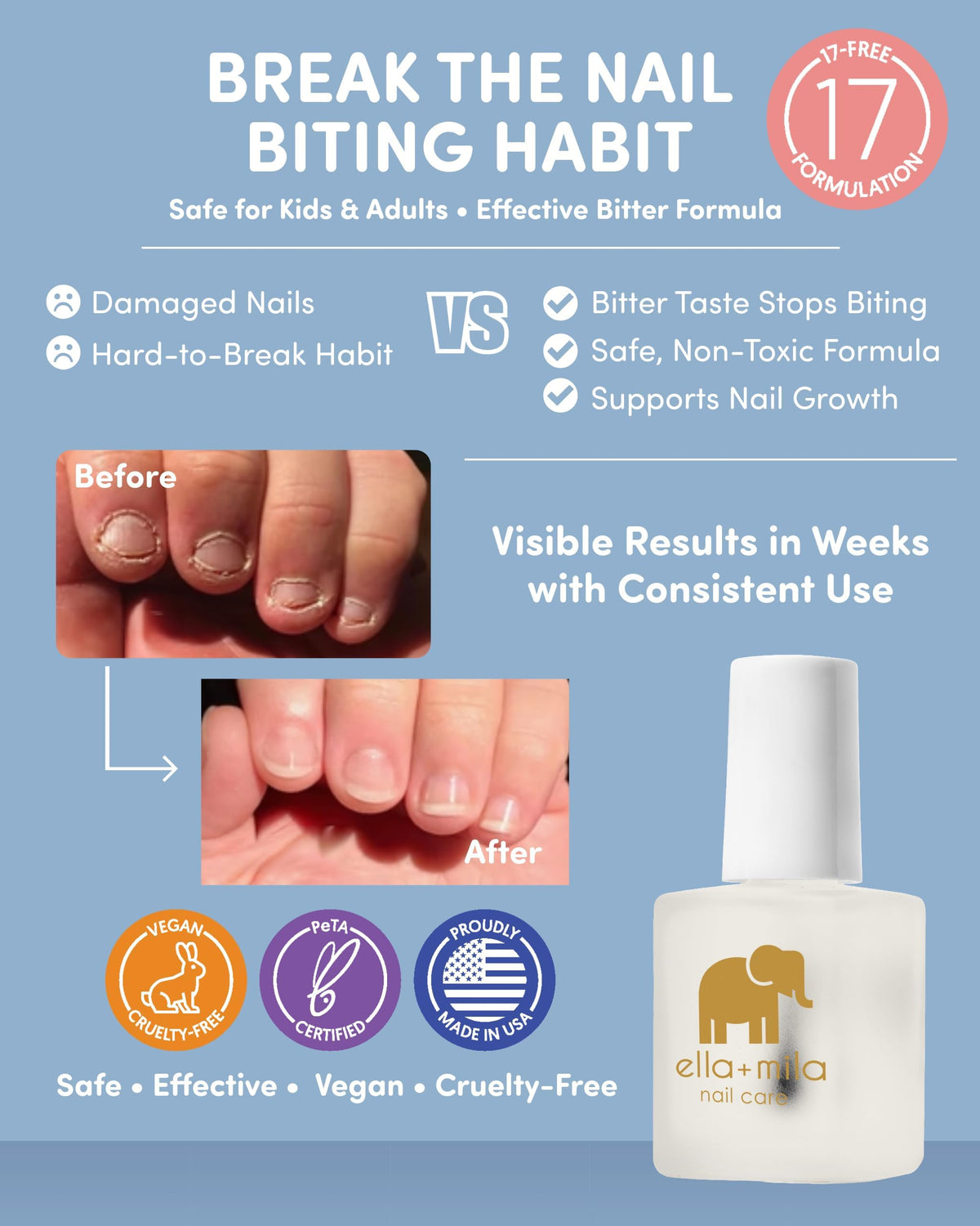 Child-friendly application of ella+mila No Bite polish on nails