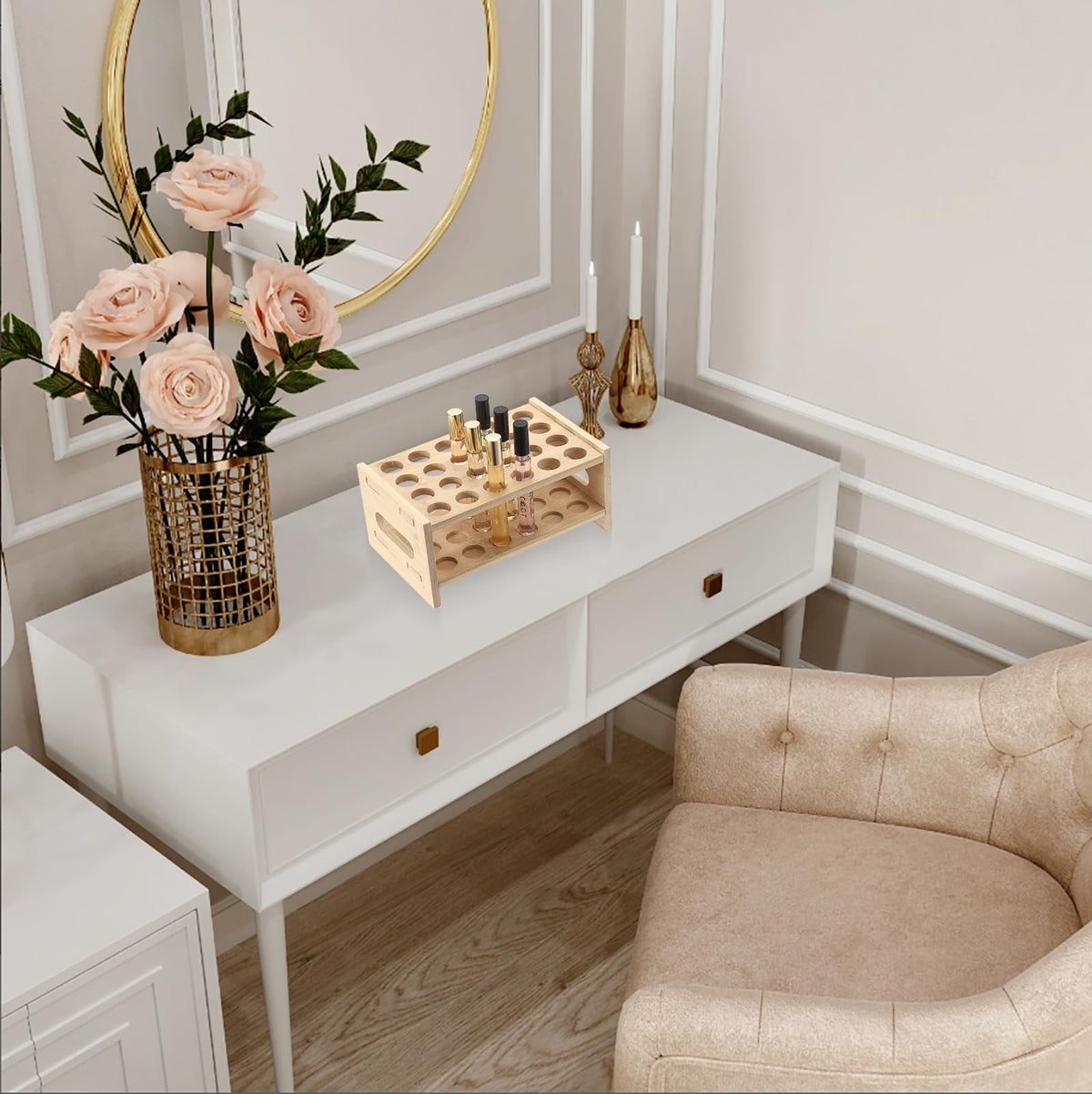 ELLDOO chic makeup organizer enhances vanity setup