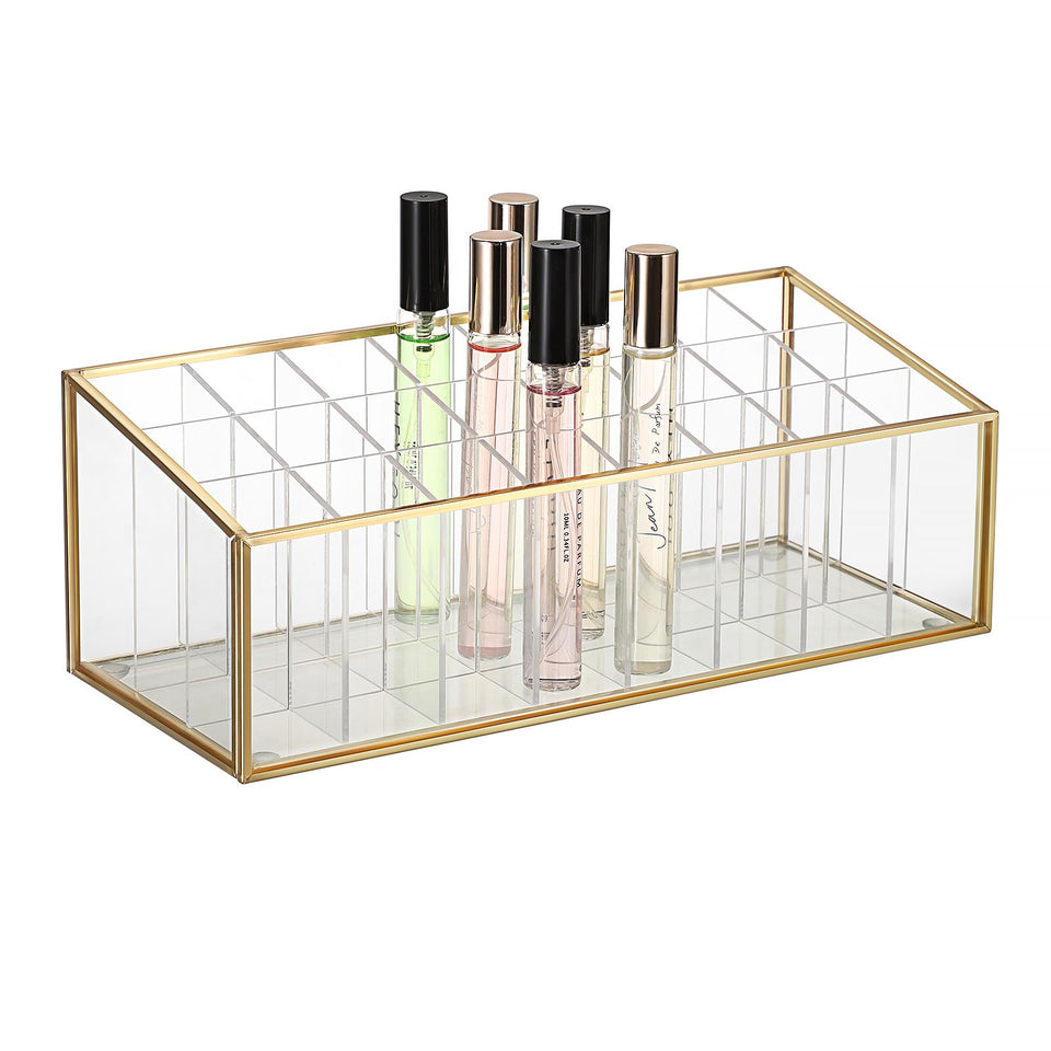 ELLDOO rollerball organizer with clear acrylic display and elegant gold frame.