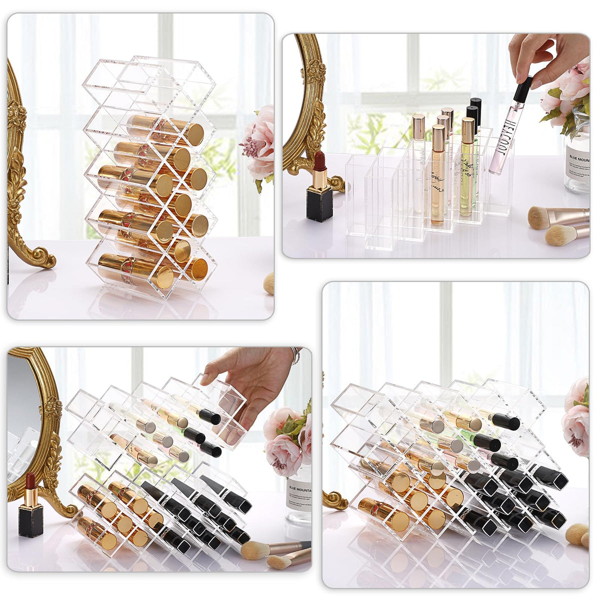 ELLDOO clear acrylic organizer with stacked setup saves countertop space