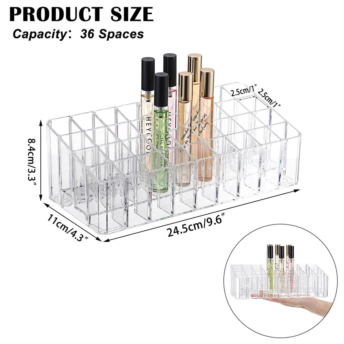 ELLDOO 36-spaces organizer keeping rollerball bottles organized