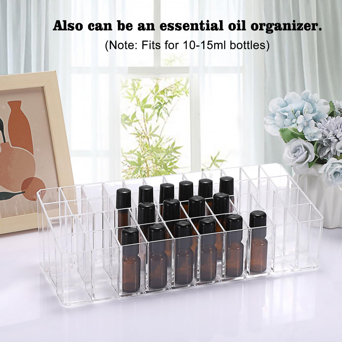 ELLDOO organizer on dresser creates tidy nightstand space.