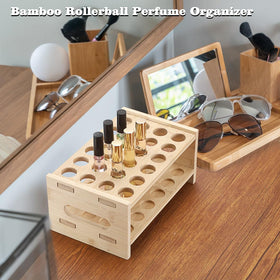 ELLDOO lip gloss and lipstick organizer in bamboo