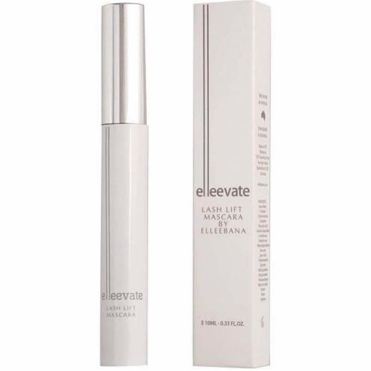 Elleebana ElleEvate lash lift mascara packaging closeup highlighting premium formula