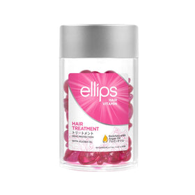 Ellips Hair Oil capsules bottle close-up showing lightweight shine.