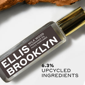 Ellis Brooklyn Milk Wood natural ingredients image with coconut milk highlight for clean perfumery.
