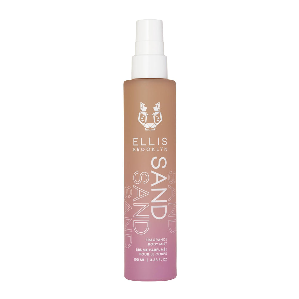 Ellis Brooklyn SAND fragrance mist bottle closeup for daily-wear warmth.