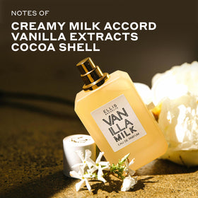 Packaging box for Ellis Brooklyn Vanilla Milk, vegan and cruelty-free branding.