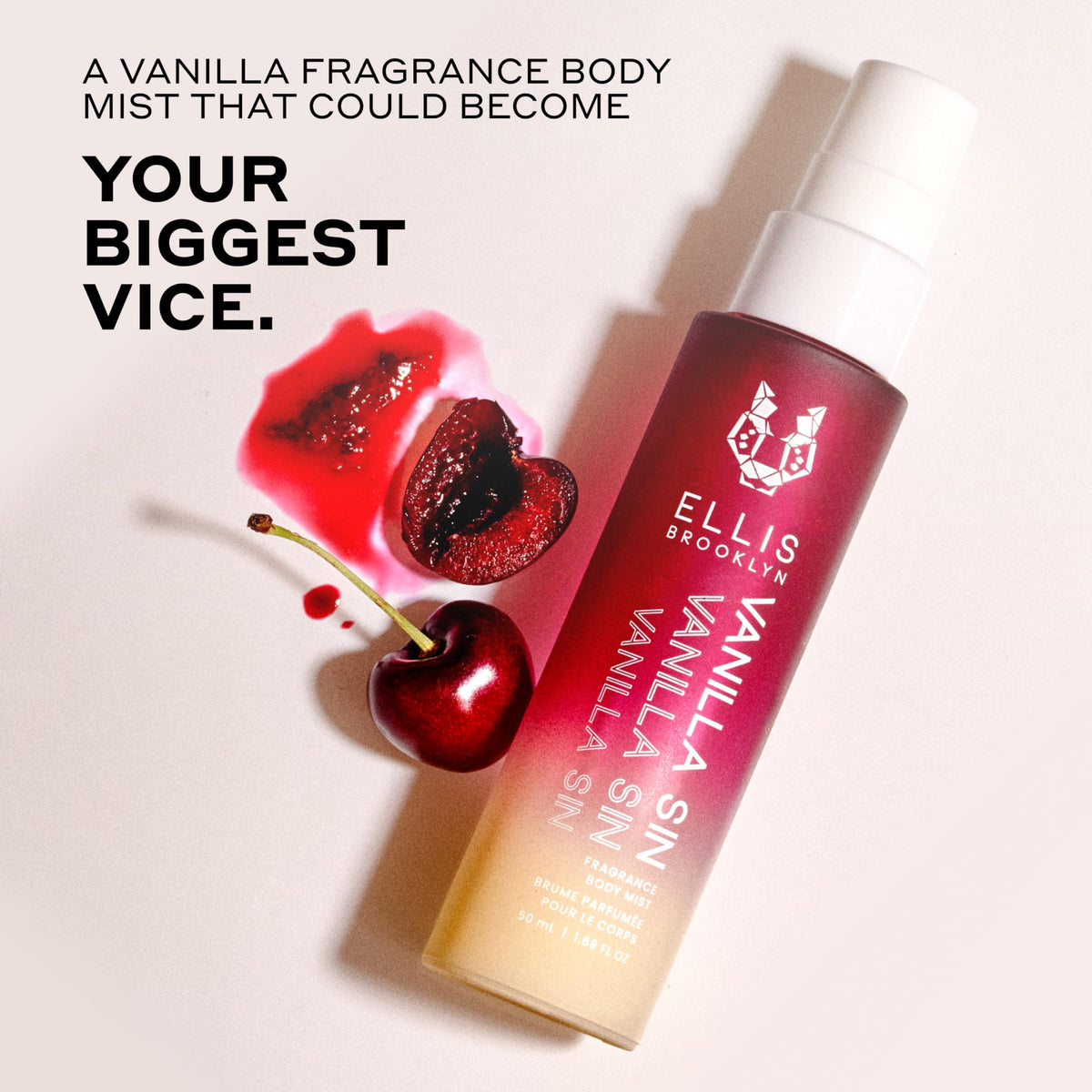Ellis Brooklyn VANILLA SIN bottle with vanilla notes visible in natural light.