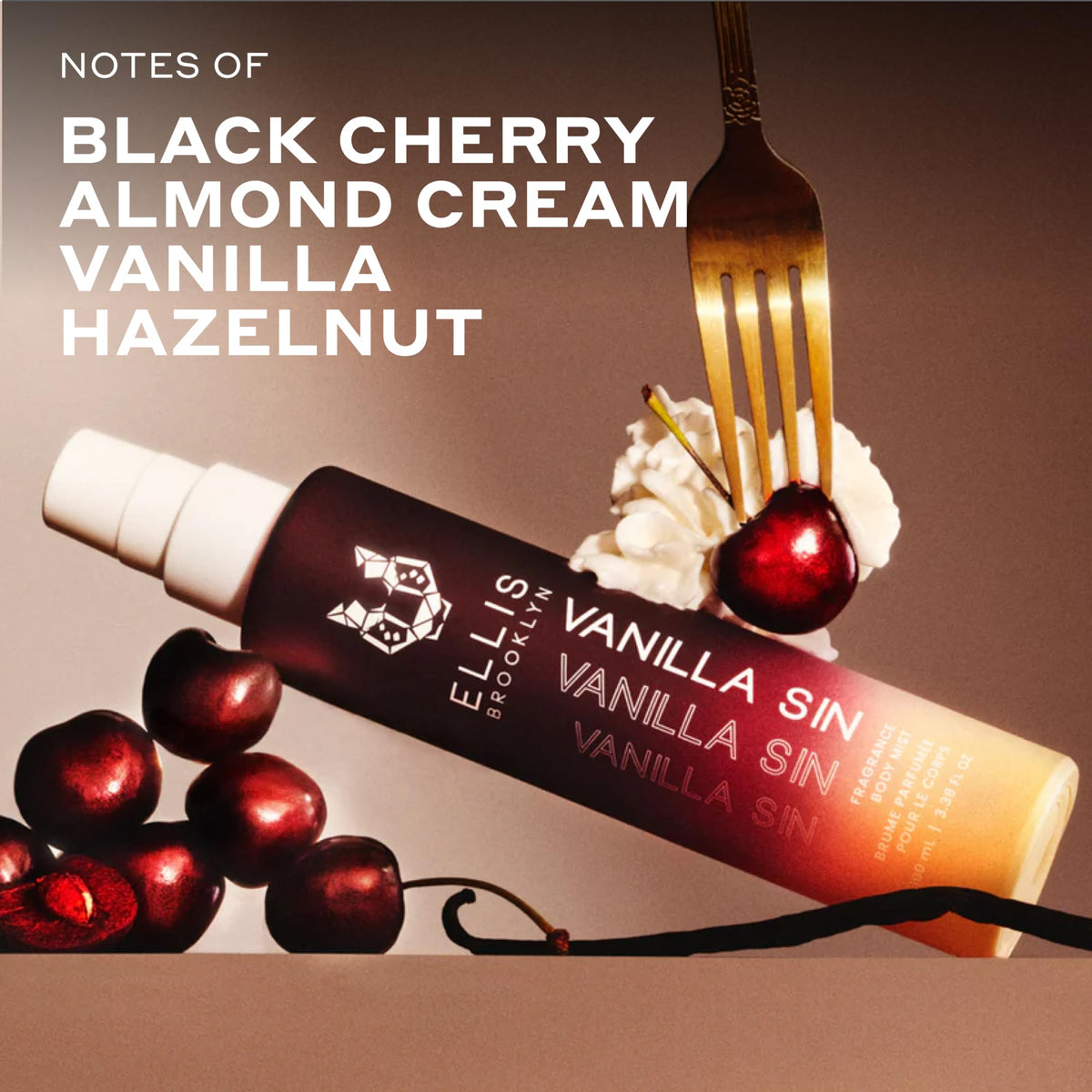 Ellis Brooklyn VANILLA SIN packaging and label highlighting vegan and cruelty-free claim.