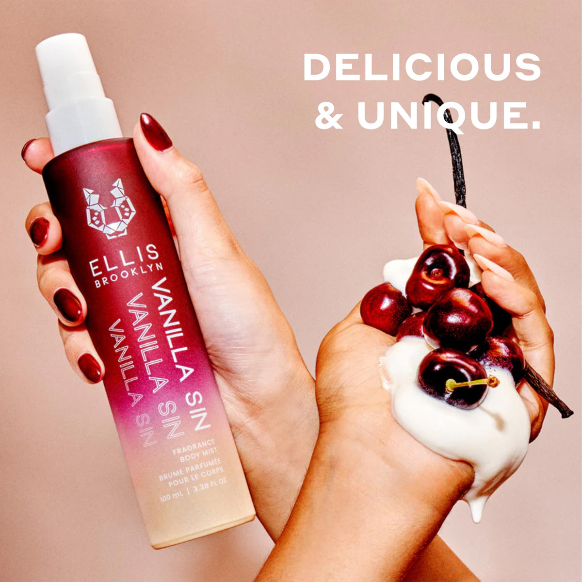 Ellis Brooklyn VANILLA SIN spray nozzle, ideal for on-the-go refresh.