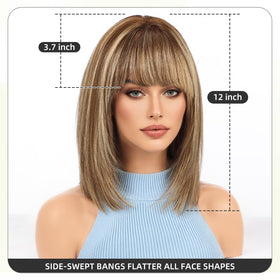 ELLORS 12-inch wig side view emphasizes balanced volume and easy everyday styling.