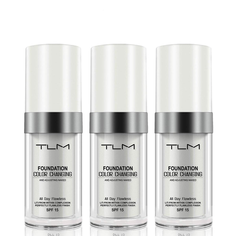 ELM Game Flawless Color-Changing Foundation bottle showing instant shade adaptation for even skin tone.