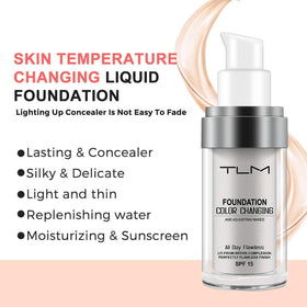ELM Game Foundation image highlighting SPF 50 protection and moisturizing finish.