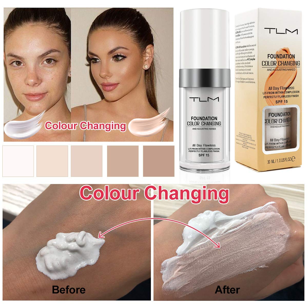 ELM Game Self-adjusting foundation demonstrates real-time shade blending.