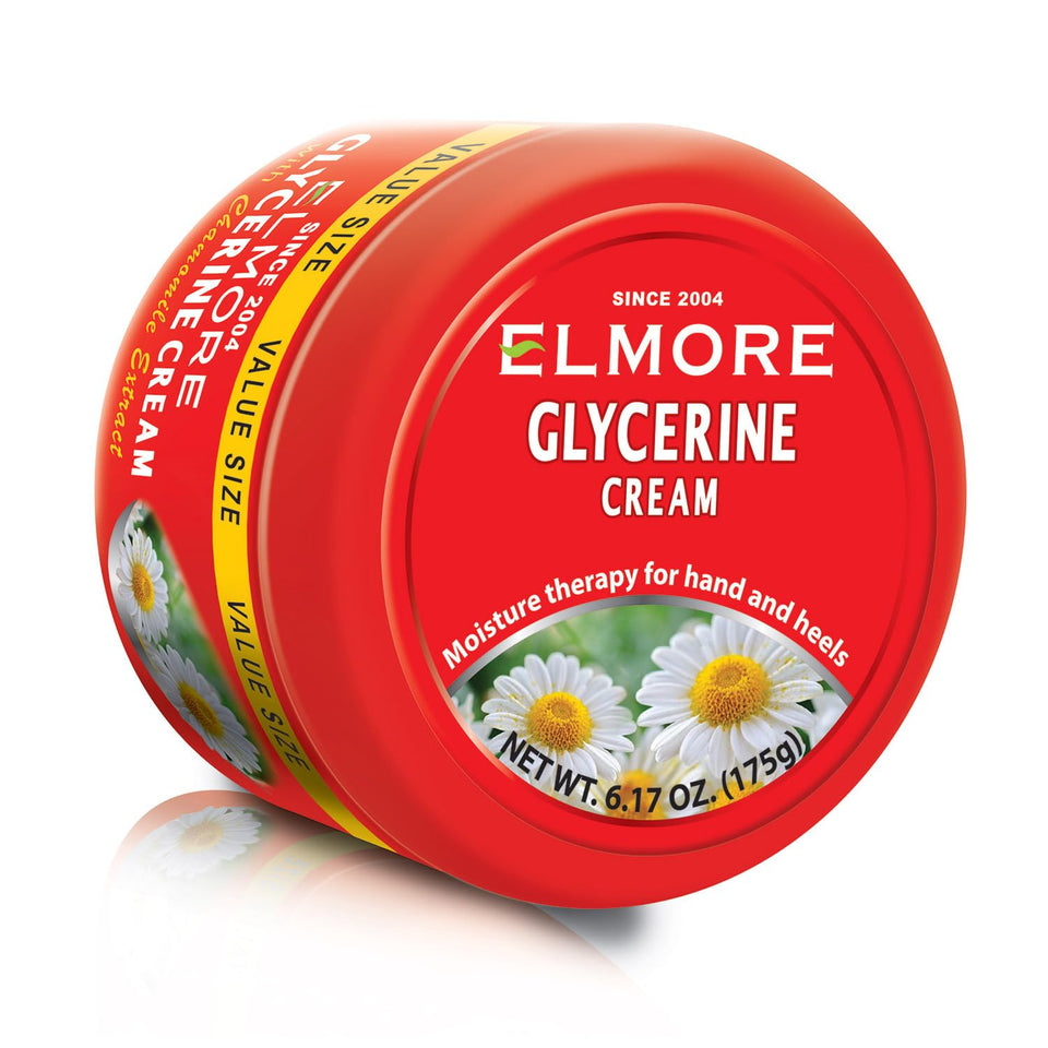 ELMORE soothing hand cream packaging shows the 183 ml jar for daily use.