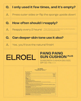 ELROEL Pang Pang Big Sun Cushion Plus SPF50+ PA++++ protection for daily use.