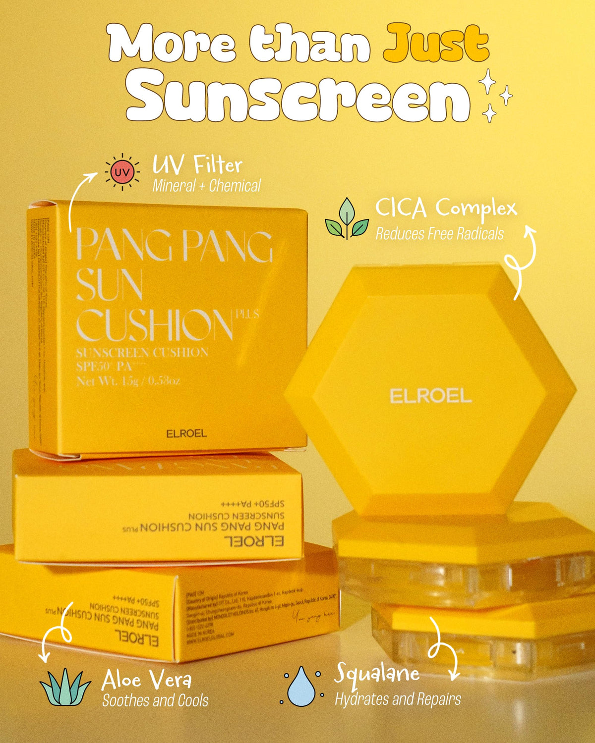 ELROEL Pang Pang Sun Cushion Packaging view suggests compact branding