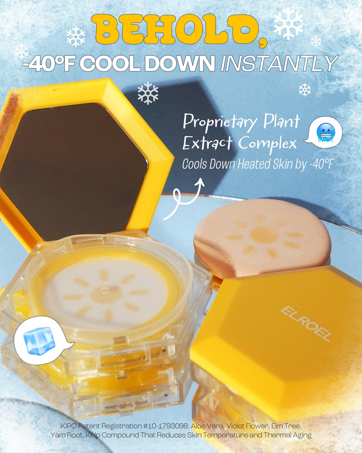 ELROEL Pang Pang Sun Cushion Texture Close-up highlights cooling sensation