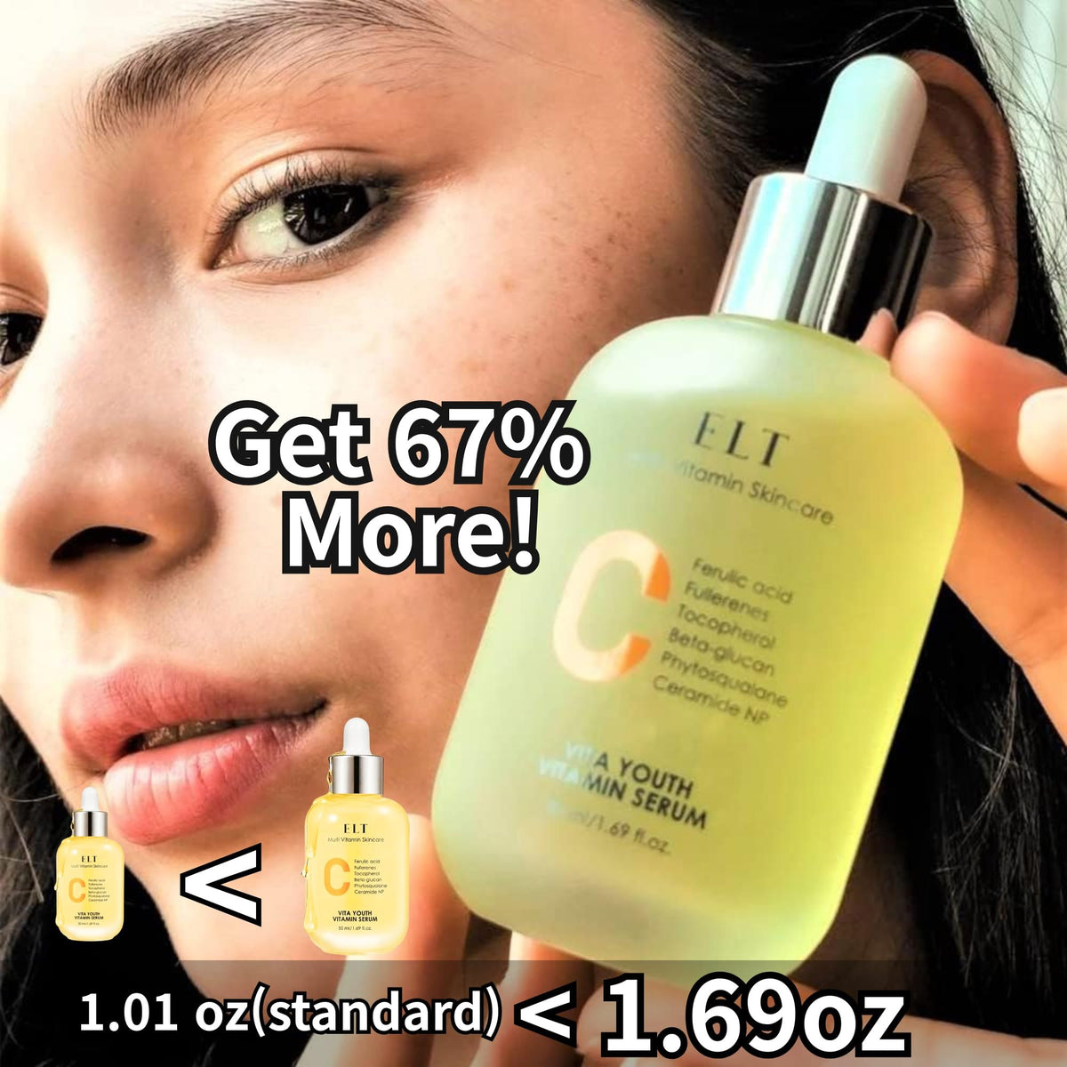 ELT Vita Youth Serum application routine showing daily glow and hydration